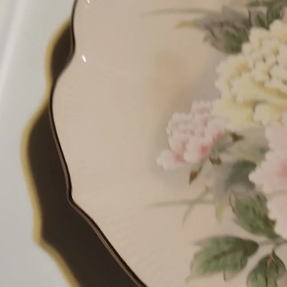 Floral Decorative Plate with Pink and Green Accents